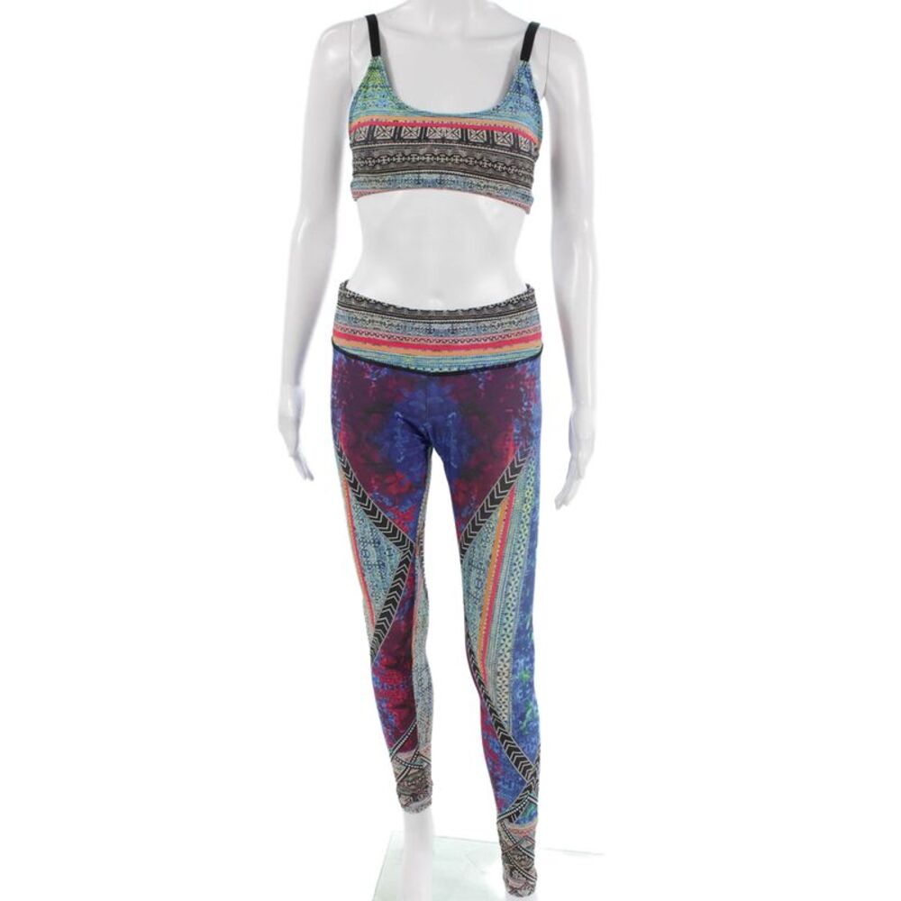 ONZIE Women Multicolor Geometric Scoop Neck Sleeveless Leggings Set Size S